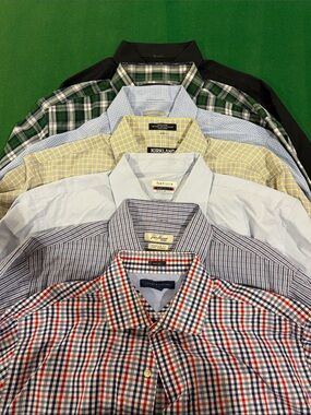 1 Tommy Hilfiger, 3 Van Heusen, 2 Stanford & 1 Kirkland brand button down shirts